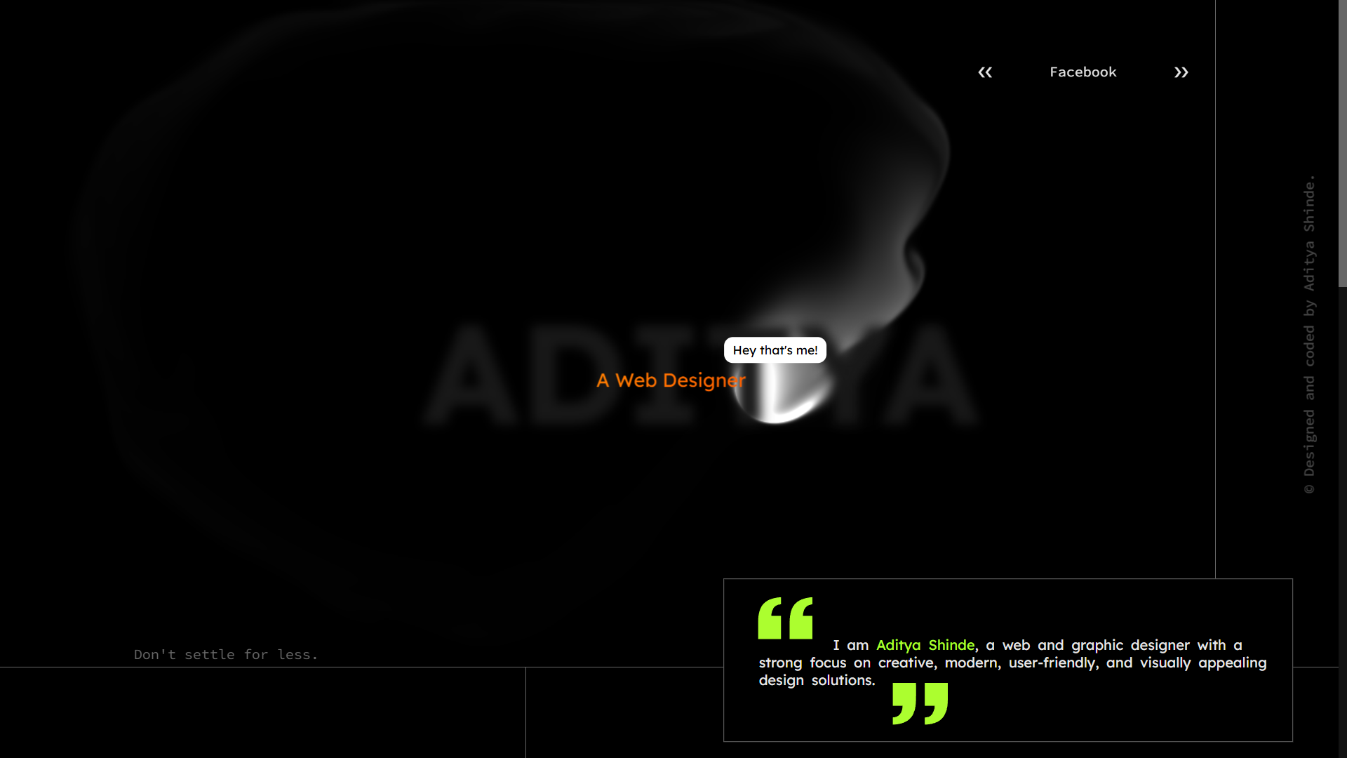 Modern personal website design with animations